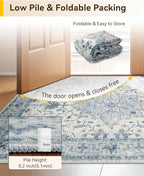 Area Rugs 3'x10' Runner Rug Non Slip Washable for Kitchen Hallway Bedroom Beside Laundry Room Bathroom Rug, Floor Carpet, Light Blue Navy Beige Gray White
