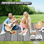 Picnic Blankets Outdoor Extra Large-Waterproof Picnic Blanket with Shoulder Carry Strap | Machine Washable Picnic Mat with Sandproof Backing for Park , Grass, Camping, Hiking, Concerts (Black)