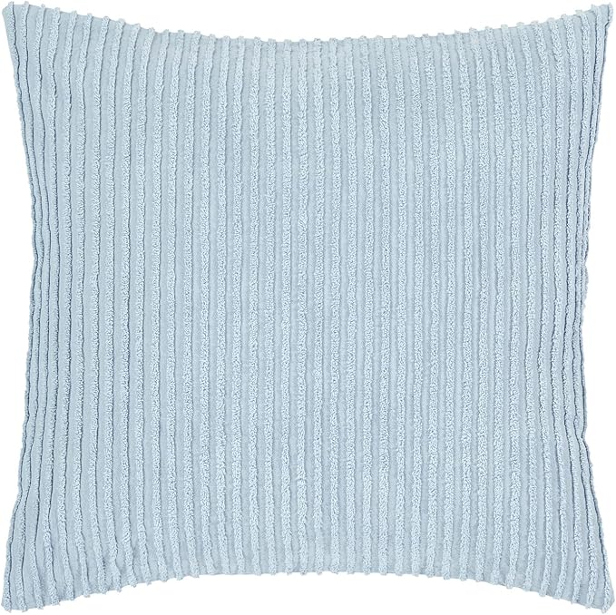 Better Trends Chenille Bedspreads Queen Size, Blue 100% Cotton Chenille Stripe Design Tufted Bedding Coverlet Soft Lightweight, 102"x110" with 2 Sham 3 Pieces Set Jullian Collection