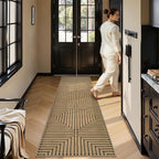 Lahome Neutral Geometric Washable Runner Rug, 2x8 Kitchen Runners for Hallways Non Slip Entryway Rug, Farmhouse Rhombus Low Pile Non Shedding Nature Indoor Outdoor Carpet Runner for Laundry Room