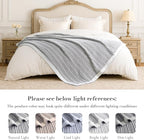 Amélie Home Striped Knit Throw Blanket for Couch, Dual-Sided Soft Chenille Decorative Blankets for Sofa & Chair, 50"x60", Gray & White