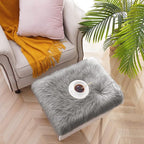 Softlife Grey Faux Fur Sheepskin Chair Cover 2 PCs Seat Cushion Pad Super Soft Area Rugs for Living Bedroom Sofa Dorm (1.6ft x 1.6ft)