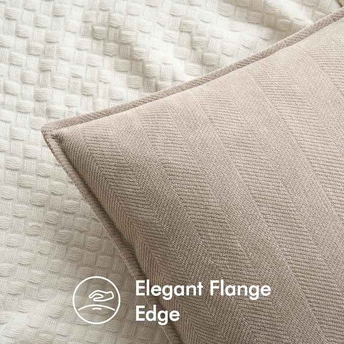 MIULEE Pack of 2 Beige Decorative Pillow Covers 26x26 Inch Soft Chenille Luxurious Couch Throw Pillows Farmhouse Cushion Covers Euro Shams with Elegant Design for Sofa Bed Living Room Spring Decor