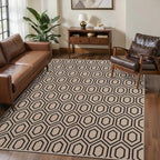 Tangsoo Modern Easy Jute Rug 4x6 for Paito,Ultra Thin Outdoor Washable Rug,Neutral Geometric Non-Slip Indoor Door Carpet Farmhouse Throw Mat for Bedroom Front Blacony Living Room