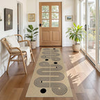 Kitchen Runner Rugs for Hallway, 2x6 Washable Farmhouse Non Slip Outdoor Runners Rug for Bedroom Porch Laundry Bathroom Geometric Brown