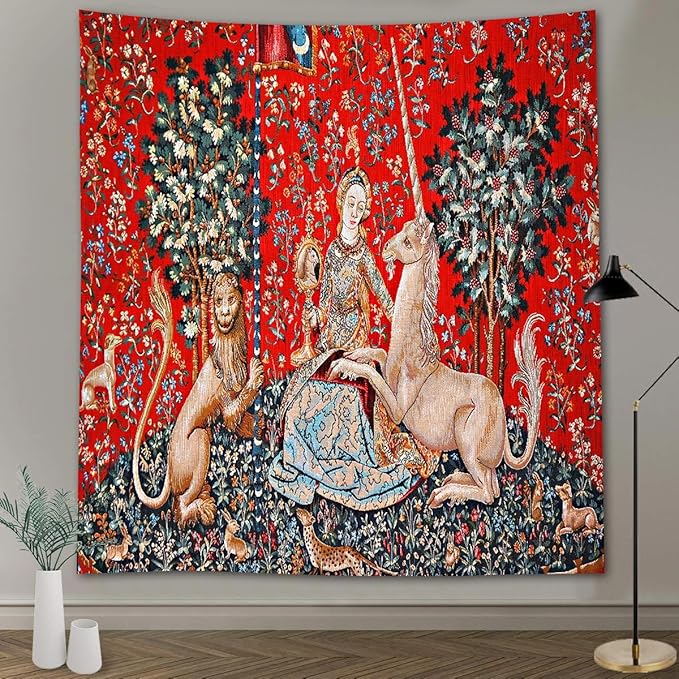 FEASRT Wild Animal Psychedelic Bohemian Tapestry, 40x30 Inches Soft Flannelette, for Living Room Royal Historical Decor