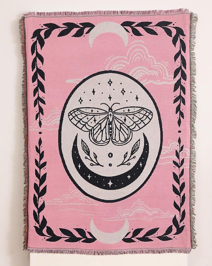 Erke Chair Recliner Cover Boho Throw Blanket Hippie Living Room Decor Wall Hanging Tapestry Outdoor Picnic Camping Rug Mattress Beach Towel Sofa Furniture Slipcover Bohemian 50”x70” The Butterfly Pink
