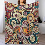 Indian Boho Throw Blanket Mandala Design Colorful Bohemian Floral Paisley Blanket for Sofa Bed Couch Chair Or Dorm 40"x50"
