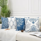 Coliuso Decorative Throw Pillow Covers 18x18 Set of 4, Blue Modern Simple Square Pillow Case Cushion Cover for Sofa Couch Farmhouse Outdoor Living Room (Blue, 18"x18")