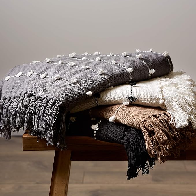 DII Woven Loop Throw Collection, 50x60, Gray