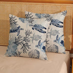 Nautical Coastal Pillow Covers 20x20 Set of 2 Beach Themed Ocean Coral Sea Turtle Decorative Throw Pillows Blue Outdoor Decor Pillow Cases Linen Farmhouse Cushion Case for Sofa Home Holiday