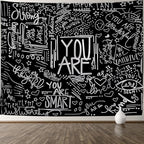KJHL Quote You Are Wall Tapestry Black and White Inspirational Classroom Kids Tapestries Wall Hanging Motivational Positive Affirmations Saying Aesthetic Tapestry for Bedroom Dorm(30" x 40")