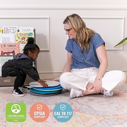 ECR4Kids SoftZone Colorful Round Floor Pad Seating Set, Classroom Furniture, Contemporary, 6-Piece