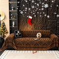 VClife Boho Couch Cover for Christmas 1 Piece Soft Warm Couch Cover for Sectional Sofa, Washable Pumpkin and Black Jacquard 3-Seaters Sofa Covers for Home Office RV 71"x134"