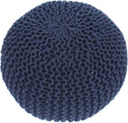 GDFStudio Handcrafted Modern Cotton Pouf Ottoman Foot Stool - Bean Bag Floor Chair - Foot Rest Couch for Living Room Bedroom, Navy