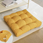 Tromlycs Floor Pillow Seating Cushions for Adults Sitting Large Square Pillow Gel Memory Foam 20 x 20 x 4 Inch Light Yellow Set of 2