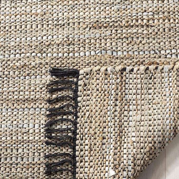 SAFAVIEH Vintage Leather Collection Runner Rug - 2'3" x 9', Beige, Handmade Boho Fringe Leather & Jute, Ideal for High Traffic Areas in Living Room, Bedroom (VTL203B)