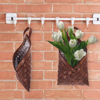 Luxshiny Rustic Style Woven Wall Storage Basket 12.20X6.69X2.55In Hanging Organizer for Flowers Plants Kitchen Bathroom Decorative and Versatile Storage