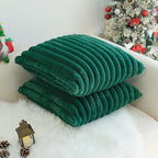 JOJUSIS Pack of 2 Faux Fur Plush Decorative Throw Pillow Covers Couch Cushion Case Soft Pillowcases (Dark Green, 22 x 22-Inch)