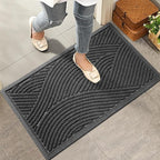 Sturdy Front Door Mat, Absorbent Muddy Dirt Resist Welcome Door Mats Outdoor Indoor, Stain and Fade Resistant, Non-Slip Backing Entry Mat Low Profile Doormat for Entryway, 29×17, Grey