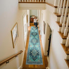 Area Rugs 2'x10' Runner Rug Non Slip Washable for Kitchen Hallway Bedroom Beside Laundry Room Bathroom Rug, Floor Carpet, Teal Green Lake Blue Turquoise