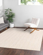 Unique Loom Braided Jute Collection Area Rug - Dhaka (8' Square, White)