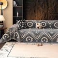 VClife Bohemian Tribal Sofa Cover Gray White Aztec Geometric Pattern Couch Cover for 3-4 Cushion Couch Sofa - Non Slip Sectional Slipcover Decorative Furniture Protector for Home Decor 71" X 150"