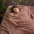 NEWCOSPLAY Super Soft King Blanket Pink Premium Silky Flannel Fleece 3D Clouds Stylish Jacquard Lightweight Bed Blanket All Season Use 350GSM (Pink, King(90"x110"))