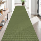 EARTHALL Woven Runner Rug 3x10 Ft Washable Runners for Hallways Long Non Slip Rubber Backed Kitchen Runner Braided Indoor Floor Carpet Runners for Entryway, Hallway, Kitchen, Green