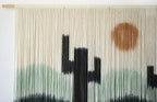 Macrame Wall Hanging Green Cactus Wall Decor Macrame Wall Decor 57" W x 35" L Dip-Dye Large Yarn Tapestry Fiber Art Home Decor