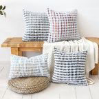 Boho Chenille Tufted Pillow Cover 12x20 Inch Set of 1, Farmhouse Striped Decorative Pillow Covers Accent Fluffy Neutral Lumbar Pillowcases for Couch Sofa Bedroom Living Room, Black White