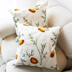 2PCS Embroidered Throw Pillow Cover 18x18 Inch Boho Beige Daisy Floral Pillow Covers for Couch Sofa Cotton Linen Bohemian Tufted Pillow Covers White Flowers Botanical Pillowcase Covers