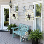 HyeFlora Artificial Faux Hanging White Flowers Plants Basket for Outdoor Outside Christmas Winter Decor, Fake UV Resistant Realistic Morning Glory Flowers for Porch Home Balcony Yard Patio Decoration