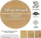 Hand Woven Jute Area Rug - 3' Round - Rustic Beige Reversible Farmhouse Rugs for Bedroom, Kitchen, Living Room - Vintage Natural Braided Entry Floor Décor Circle Boho Round Jute Rug 3ft