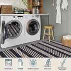 Lahome Elance Striped Easy Jute Washable Rug, 3x5 Outdoor Porch Patio Entryway Rug Indoor Outdoor Carpet for Living Room, Farmhouse Neutral Non Slip Black Carpet for Backyard Bedroom Kitchen