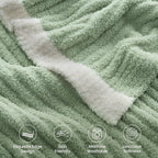 Snuggle Sac Spring Throw Blanket for Couch Sage Green, Microfiber Knit Throws for Sofa, Soft Luxurious Fuzzy Warm Blankets for Sofa, Bed, Travel, Sage Green, 50x60 inches