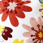 Embroidered Throw Pillow Cover Boho Floral Pillow Covers for Couch Sofa 3D Big Flowers Bohemian Pillow Covers Red Blush Yellow Botanical Leaves 2PCS Pillowcase Covers 18x18 Inch