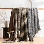 HORIMOTE HOME Luxury Plush Faux Fur Throw Blanket, Long Pile Grey with Black Tipped Blanket, Super Warm, Fuzzy, Elegant, Fluffy Decoration Blanket for Couch, Armchair, Sofa and Bed, 60''x 80''