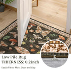 Mushroom Insect Washable Rug 2x6 Runners for Hallways, Boho Kitchen Runner Rugs Non Slip Bath Runner, Modern Bedroom, Soft Long Entryway Bathroom Laundry Dorm, Brown