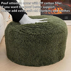 Stuffed Pouf Ottoman with High Density Foam Filler Plush Fiber Stool Foot Stool Storage Ottoman 20 * 12''Floor Pouf Foot Rest for Living Room (Green Pouf with Filler)