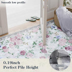Lahome Purple Floral 5x7 Area Rugs, Boho Rugs for Bedroom Girls,Vintage Living Room Rug Non Slip Low Pile Ultra-Thin Large Carpet for Farmhouse,Dining Room,Kids,Nursery Nina(5'X7',Purple/Grey)