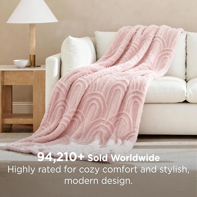 Bedsure GentleSoft Pink Throw Blankets for Women - Super Soft Cozy Christmas Blankets for Girls, Fluffy Fleece Throw for Couch, Pink Christmas Decor Aesthetic Gifts for Women, 50x60 Inches