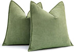 MIULEE Pack of 2 Sage Decorative Pillow Covers 20x20 Inch Soft Chenille Luxurious Couch Throw Pillows Farmhouse Cushion Covers with Elegant Design for Sofa Bedroom Living Room Spring Home Decor