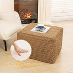 20x20x14 Inches Fluffy Square Pouf Ottoman - Plush Furry Boneless Ottoman Foot Rest Stool with High-Density Foam, Versatile Floor Seating for Living Room (Coffee)