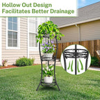 iDavosic.ly 3 Tier Tall Metal Plant Stand Indoor Outdoor, Wrought Iron Corner Flower Pot Holder Shelf, 34 Inch Vertical Display Rack for Patio Porch Living Room Garden, Black