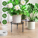 TOSKING 2-Pack Heavy Duty Metal Plant Stands - 10-inch Decorative Round Plant Stand, Adjustable Leveling Feet & Rust-Resistant Finish for Indoor/Outdoor Use