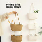 AARAINBOW Wall Hanging Cotton Baskets, Large 3 Tier Decorative Basket for Wall, Nursery, Bathroom, Boho Organizing (B-White)