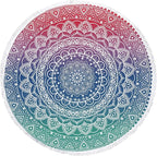 Oversize Round Mandala Beach Towel Blanket, Circle Microfiber Bohemian Boho Quick Dry Super Water Absorbent Towel, Hippy Gypsy Yoga Mat Picnic Table Mediation Throw Tapestry with Tassel Ultra ,59”