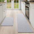 Kitchen Mat Kitchen Rugs Sets of 2 PCS Non Slip Washable, Super Absorbent Soft Braided Kitchen Mats for Floor, Rubber Backing Comfort Standing Kitchen Sink Mat Runner Rug, Gray 17"x28"+17"x59"