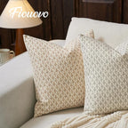 Floral Pillow Covers 24x24 Pillow Cover Block Print Couch Pillows for Living Room Decorative Neutral Accent Throw Pillow Covers, 1PC, Cognac Brown